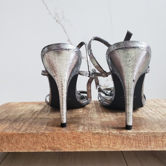 Touch of Nina Cidney Heels 7.5 Silver Strappy Jeweled Sandals Prom Formal Shoes - Picture 8 of 8